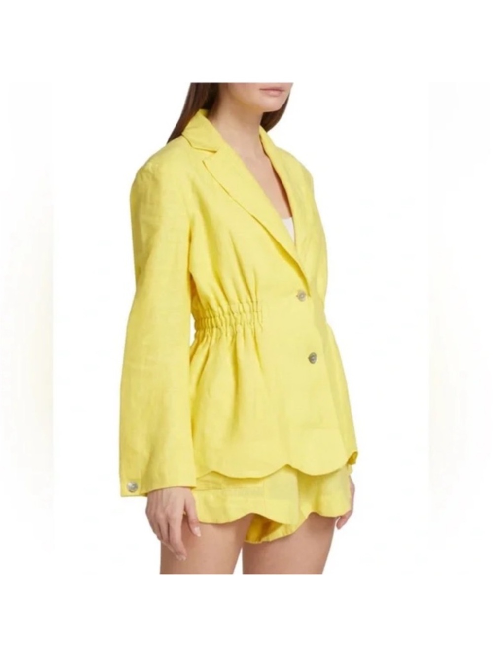 ‼️Farm Rio Bright Yellow Linen Blended Blazer Jacket
